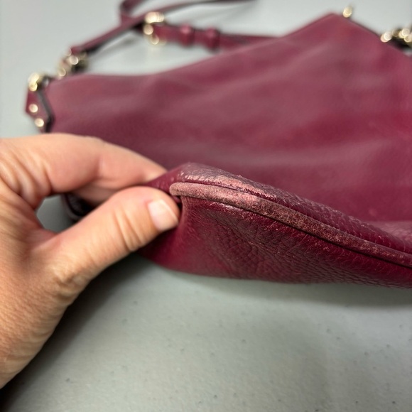 Kate Spade Burgundy Red Pebbled Leather Crossbody Purse Shoulder Bag Zip Closure - Picture 8 of 14